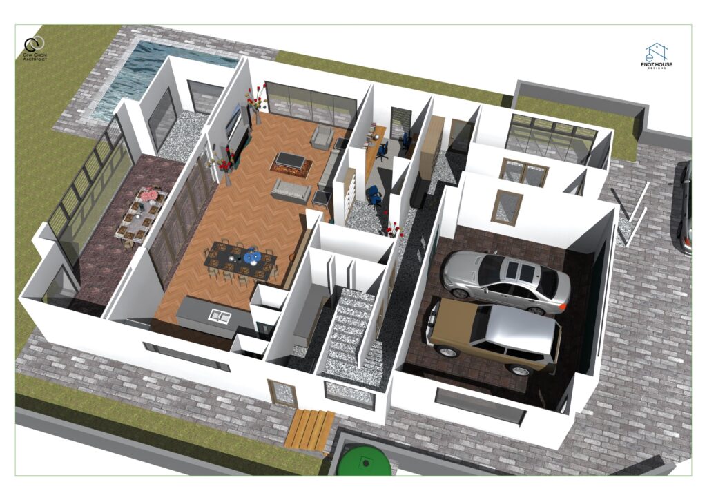 FOUR BEDROOM DUPLEX 3D FLOOR PLAN DESIGN, A COLLABORATION DESIGN FROM GINA GHONI ARCHITECT AUSTRALIA 🇦🇺